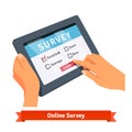 Online survey on a tablet