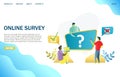 Online survey vector website landing page design template