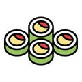 Online sushi roll icon color outline vector