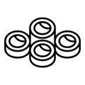 Online sushi roll icon, outline style