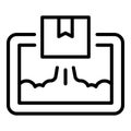 Online tablet delivery shopping icon, outline style