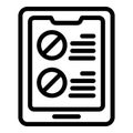 Online tablet pill icon outline vector. Aid clinic description