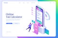 Online tax calculator isometric landing page.