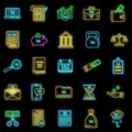 Online tax icons set vector neon Royalty Free Stock Photo