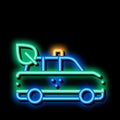 Online Taxi neon glow icon illustration