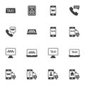 Online taxi ordering vector icons set