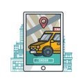 online taxi tracking concept. Vector illustration decorative design