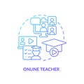 Online teacher blue gradient concept icon