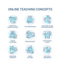 Online teaching concept icons set Royalty Free Stock Photo