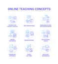 Online teaching concept icons set