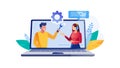 Online Technical Support and Customer Care on Laptop, vector design Generative AI Royalty Free Stock Photo