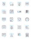 Online technology linear icons set. Internet, Website, Browser, Coding, Social, Nerk, Gaming line vector and concept