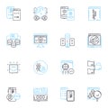 Online technology linear icons set. Internet, Website, Browser, Coding, Social, Nerk, Gaming line vector and concept