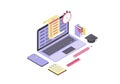 Online test isometric color vector illustration