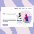 Online therapy psychology landing page, virtual session mental