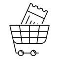 Online ticket shop cart icon, outline style