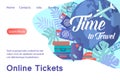 Online tickets banner in flat style.