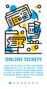 Online tickets banner, outline style