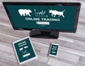 Online trading concept on different devices Royalty Free Stock Photo