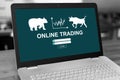 Online trading concept on a laptop Royalty Free Stock Photo