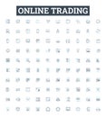 Online trading vector line icons set. Ecommerce, Trading, Investing, Brokerage, Securities, Stocks, Commodities