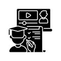 Online training black glyph icon Royalty Free Stock Photo
