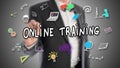 Online training concept drawn by a businessman Royalty Free Stock Photo