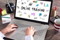 Online training concept on a laptop screen Royalty Free Stock Photo