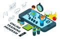 Online training and food program. Isometric vector sport app illustration Royalty Free Stock Photo