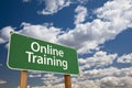 Online Training Green Road Sign Over Sky Royalty Free Stock Photo