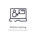 online training outline icon. isolated line vector illustration from e-learning and education collection. editable thin stroke Royalty Free Stock Photo