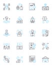 Online transactions linear icons set. E-commerce, Digital payments, Credit card, Encryption, Authentication Royalty Free Stock Photo