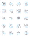Online transactions linear icons set. E-commerce, Digital, Secure, Virtual, Payment, Business, Internet line vector and
