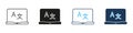 Online Translation Line And Solid Icon Set. Laptop With Multilingual Text Symbol Collection For Digital Language Royalty Free Stock Photo