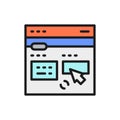 Online translation site flat color line icon.