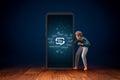 Online translator and language e-learning concepts