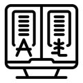 Online translator translating text from english to chinese using computer