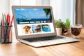 Online travel agency website for modish search and travel planning Royalty Free Stock Photo