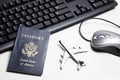 Online travel concept still life Royalty Free Stock Photo