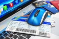 Online travel tickets booking on laptop