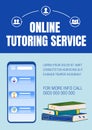 Online tutoring poster flat vector template