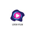 Online TV Channel Logo Design Template, Abstract Play Buttun Logo Concept