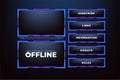 Online user interface design with dark blue color. Simple gaming screen panel and overlay design with offline screen vector. Live