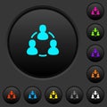 Online users dark push buttons with color icons Royalty Free Stock Photo