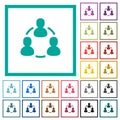 Online users flat color icons with quadrant frames Royalty Free Stock Photo