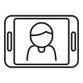 Online video call icon outline vector. Student class