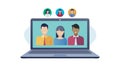 Online Video Call and Virtual Communication on Laptop, vector design Generative AI Royalty Free Stock Photo