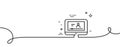 Online Video Education line icon. Notebook sign. Continuous line with curl. Vector Royalty Free Stock Photo