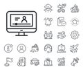 Online Video Education line icon. Notebook sign. Salaryman, gender equality and alert bell. Vector