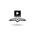 Online Video Education simple icon with shadow Royalty Free Stock Photo